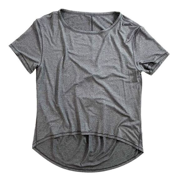 Lululemon Fall In Place Short Sleeve Top High-Low Hem Heathered Black Grey 4 - Picture 1 of 8